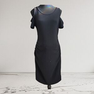 Motherhood Maternity Black Sheath Dress Wirh Peek A Bio Sleeve Size Med